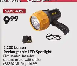Princess Auto 1,200 Lumen Rechargeable LED Spotlight offer