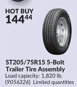 Princess Auto ST205/75R15 5-Bolt Trailer Tire Assembly offer
