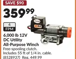 Princess Auto 6,000 lb 12V DC Utility All-Purpose Winch offer
