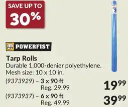 Princess Auto Tarp Rolls offer