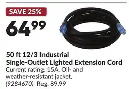Princess Auto 50 ft 12/3 Industrial Single-Outlet Lighted Extension Cord offer