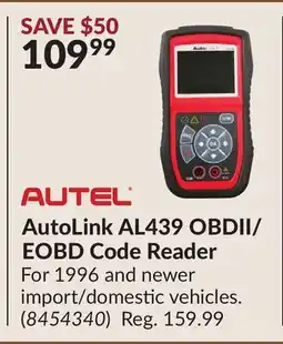 Princess Auto AutoLink AL439 OBDII/ EOBD Code Reader offer