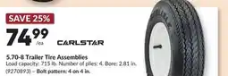 Princess Auto 5.70-8 Trailer Tire Assemblies offer
