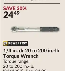 Princess Auto 1/4 in. dr 20 to 200 in.-lb Torque Wrench offer