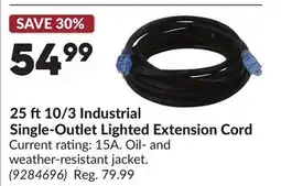 Princess Auto 25 ft10/3 Industrial Single-Outlet Lighted Extension Cord offer