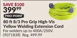 Princess Auto 80 ft8/3 Pro Grip High-Vis Yellow Welding Extension Cord offer