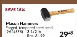 Princess Auto Mason Hammers 2-1/2 lb offer