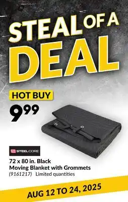 Princess Auto 72 x 80 in. Black Moving Blanket with Grommets offer