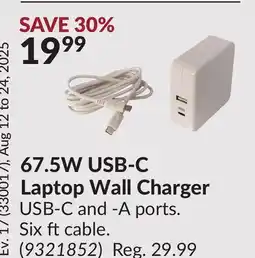 Princess Auto 67.5W USB-C Laptop Wall Charger offer