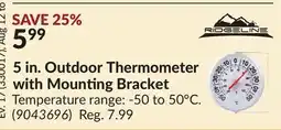 Princess Auto 5 in. Outdoor Thermometer with Mounting Bracket offer