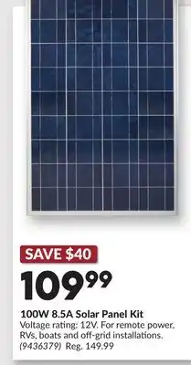 Princess Auto 100W 8.5A Solar Panel Kit offer