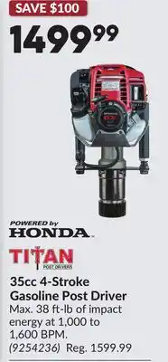 Princess Auto 35cc 4-Stroke Gasoline Post Driver offer