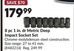 Princess Auto 8 pc 1 in. dr Metric Deep Impact Socket Set offer
