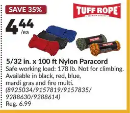 Princess Auto 5/32 in. x 100 ft Nylon Paracord offer