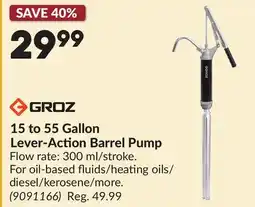Princess Auto 15 to 55 Gallon Lever-Action Barrel Pump offer
