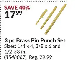 Princess Auto 3 pc Brass Pin Punch Set offer