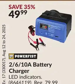 Princess Auto 2/6/10A Battery Charger offer