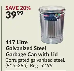 Princess Auto 117 Litre Galvanized Steel Garbage Can with Lid offer