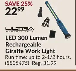 Princess Auto LED 300 Lumen Rechargeable Giraffe Work Light offer