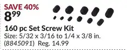 Princess Auto 160 pc Set Screw Kit offer