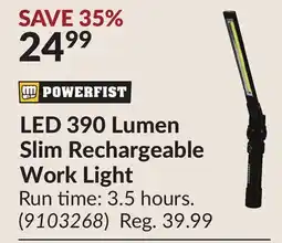 Princess Auto LED 390 Lumen Slim Rechargeable Work Light offer