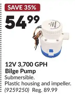 Princess Auto 12V 3,700 GPH Bilge Pump offer