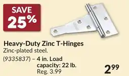 Princess Auto Heavy-Duty Zinc T-Hinges offer