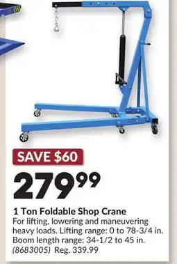 Princess Auto 1 Ton Foldable Shop Crane offer