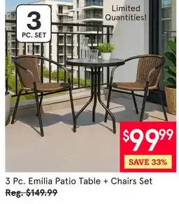 Kitchen Stuff Plus 3 Pc. Emilia Patio Table + Chairs Set offer
