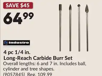 Princess Auto 4 pc 1/4 in. Long-Reach Carbide Burr Set offer