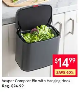 Kitchen Stuff Plus Vesper Compost Bin with Hanging Hook offer