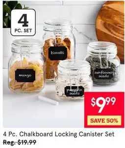 Kitchen Stuff Plus 4 Pc. Chalkboard Locking Canister Set offer