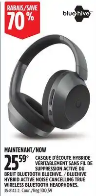Canadian Tire BLUEHIVE HYBRID ACTIVE NOISE CANCELLING TRUE WIRELESS BLUETOOTH HEADPHONES offer