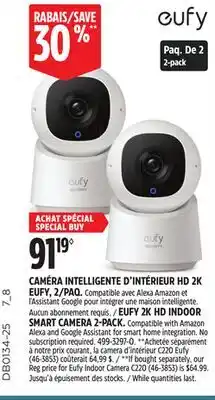 Canadian Tire EUFY 2K HD INDOOR SMART CAMERA 2-PACK offer
