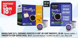 Canadian Tire Keurig TIMOTHY'S K-CUP COFFEE PODS, 30-CT offer