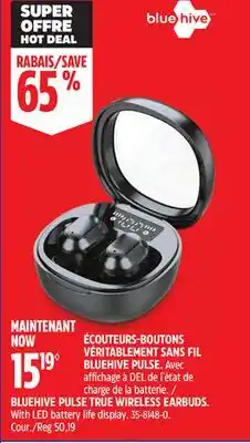 Canadian Tire BLUEHIVE PULSE TRUE WIRELESS EARBUDS offer