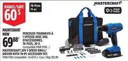 Canadian Tire MASTERCRAFT 20V 1-SPEED DRILL/ DRIVER WITH 76-PC ACCESSORY KIT offer
