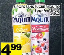 Supermarché PA SIROPS SANS SUCRE PAQUITO | Sugar Free Syrups offer