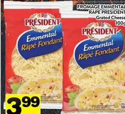 Supermarché PA FROMAGE EMMENTAL RÂPE PRÉSIDENT | Grated Cheese offer