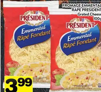 Supermarché PA FROMAGE EMMENTAL RÂPE PRÉSIDENT | Grated Cheese offer