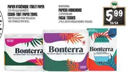 Marches Tau PAPIERHYGIÉNIQUE 275 FEUILLES, ESSUIE-TOUT 160 FEUILLES PAR ROULEAU BONTERRA offer
