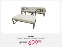 Meubles RD miami - Aluminum Outdoor Sofa with Ottoman and Table - 4 pcs offer