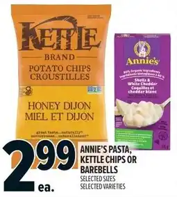 Metro Annie's pasta, kettle chips or barebells offer