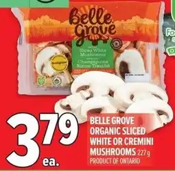 Metro Belle grove organic sliced white or cremini mushrooms offer
