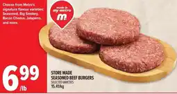 Metro Store made seasoned beef burgers offer