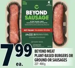 Metro Beyond meat plant-based burgers or ground or sausages offer