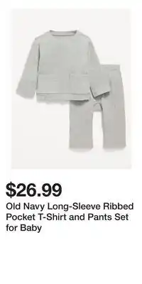 Old Navy Old Navy Long-Sleeve Ribbed Pocket T-Shirt and Pants Set for Baby offer