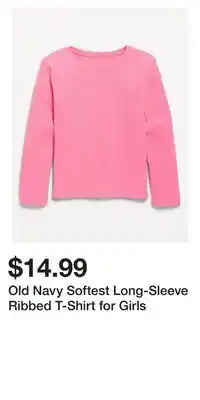 Old Navy Old Navy Softest Long-Sleeve Ribbed T-Shirt for Girls offer