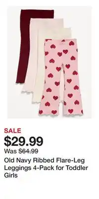 Old Navy Old Navy Ribbed Flare-Leg Leggings 4-Pack for Toddler Girls offer