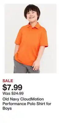 Old Navy Old Navy CloudMotion Performance Polo Shirt for Boys offer